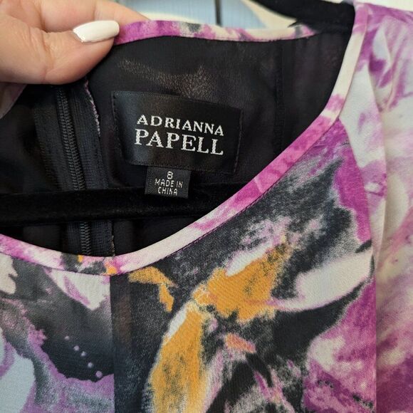 Adrianna Papell Pink and Black Floral Midi Dress - Picture 7 of 9